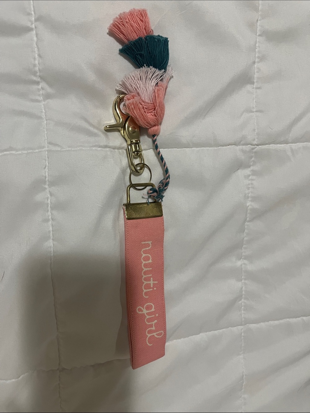 Pink Keychain Strap with Tassel Accent Nautical Girl